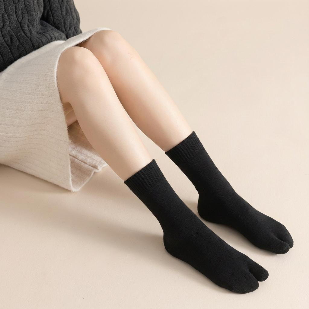 Women's Thick Cotton Blend Tabi Split-Toe Socks