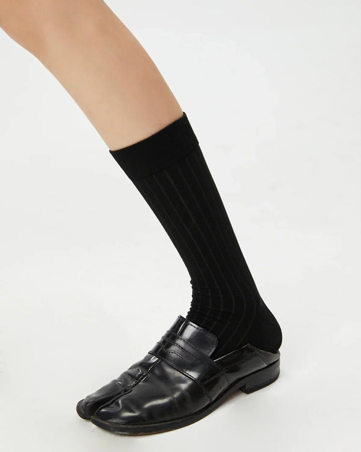 Women's Long Tabi Split-Toe Socks with Ribbed Texture, Knee-High