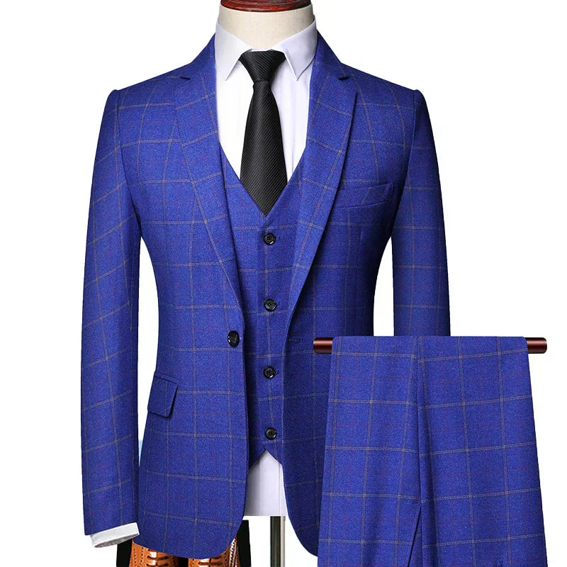 Costume Trois Pièces Invité À Un Mariage Pour Homme | À Carreaux