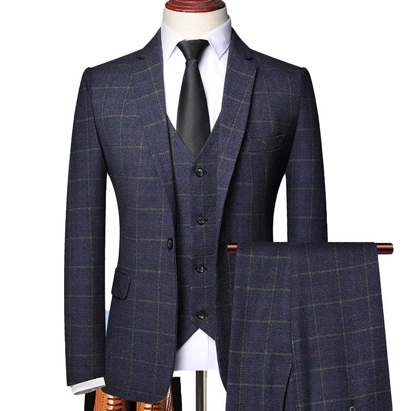 Costume Trois Pièces Invité À Un Mariage Pour Homme | À Carreaux