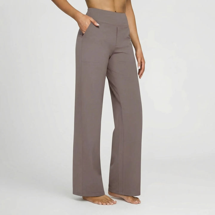 Pantalon Large Taille Haute Extensible Femme