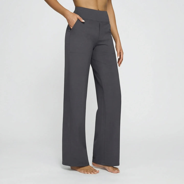 Pantalon Large Taille Haute Extensible Femme