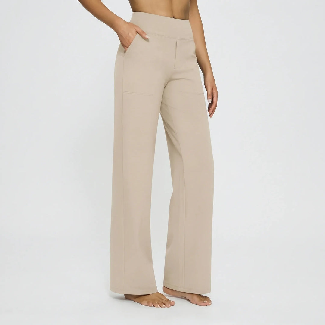 Pantalon Large Taille Haute Extensible Femme