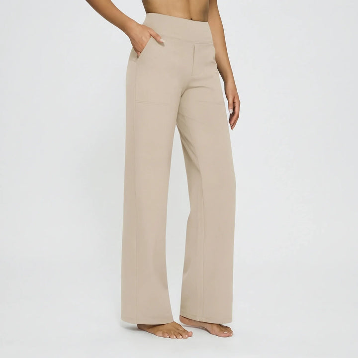 Pantalon Large Taille Haute Extensible Femme