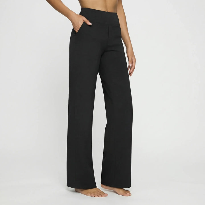Pantalon Large Taille Haute Extensible Femme