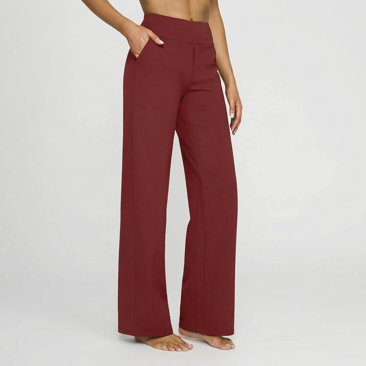 Pantalon Large Taille Haute Extensible Femme