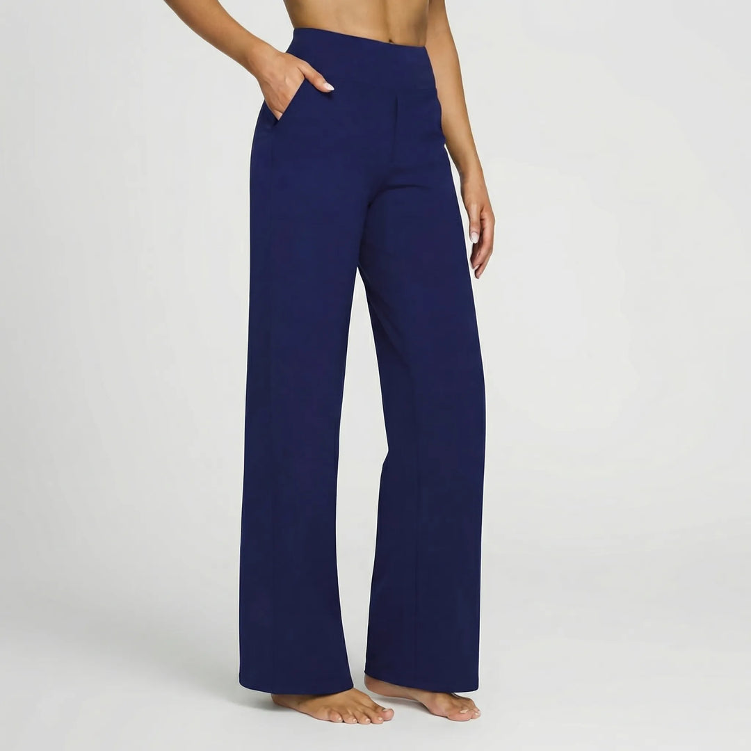 Pantalon Large Taille Haute Extensible Femme