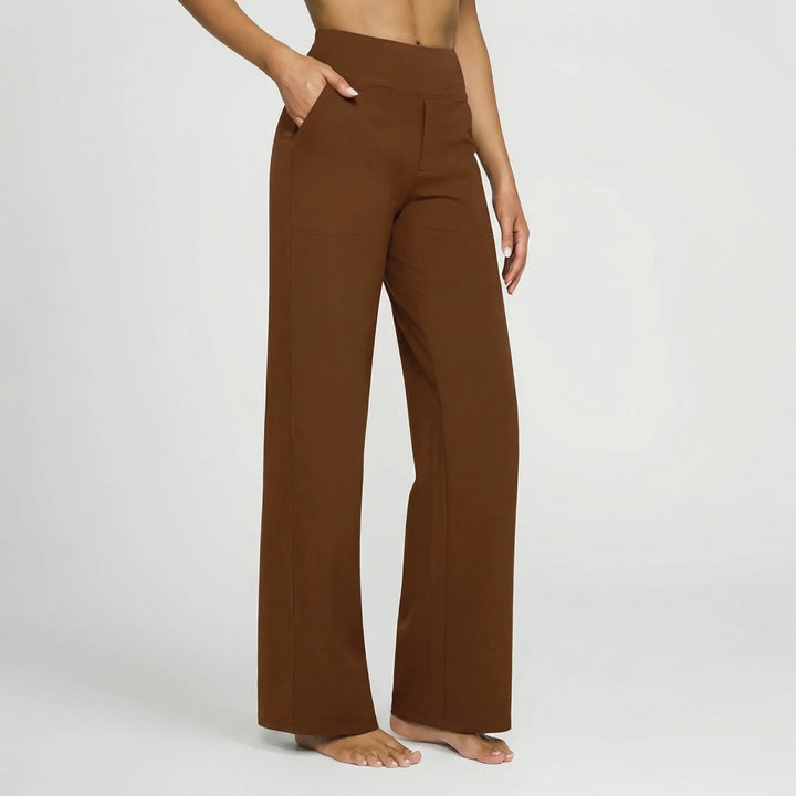 Pantalon Large Taille Haute Extensible Femme