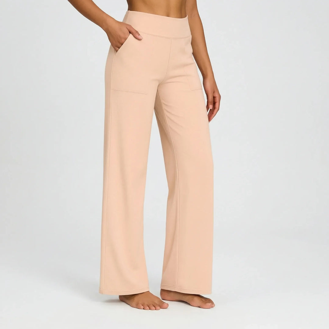 Pantalon Large Taille Haute Extensible Femme