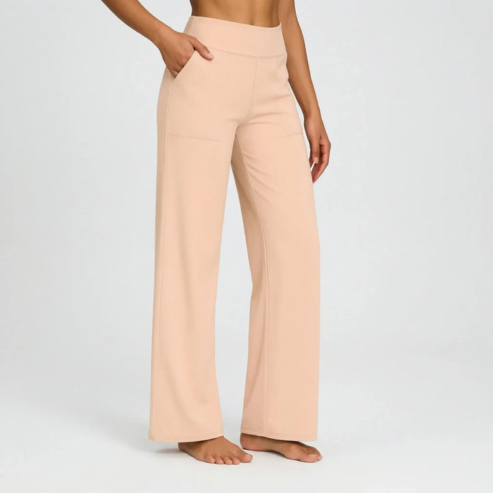 Pantalon Large Taille Haute Extensible Femme