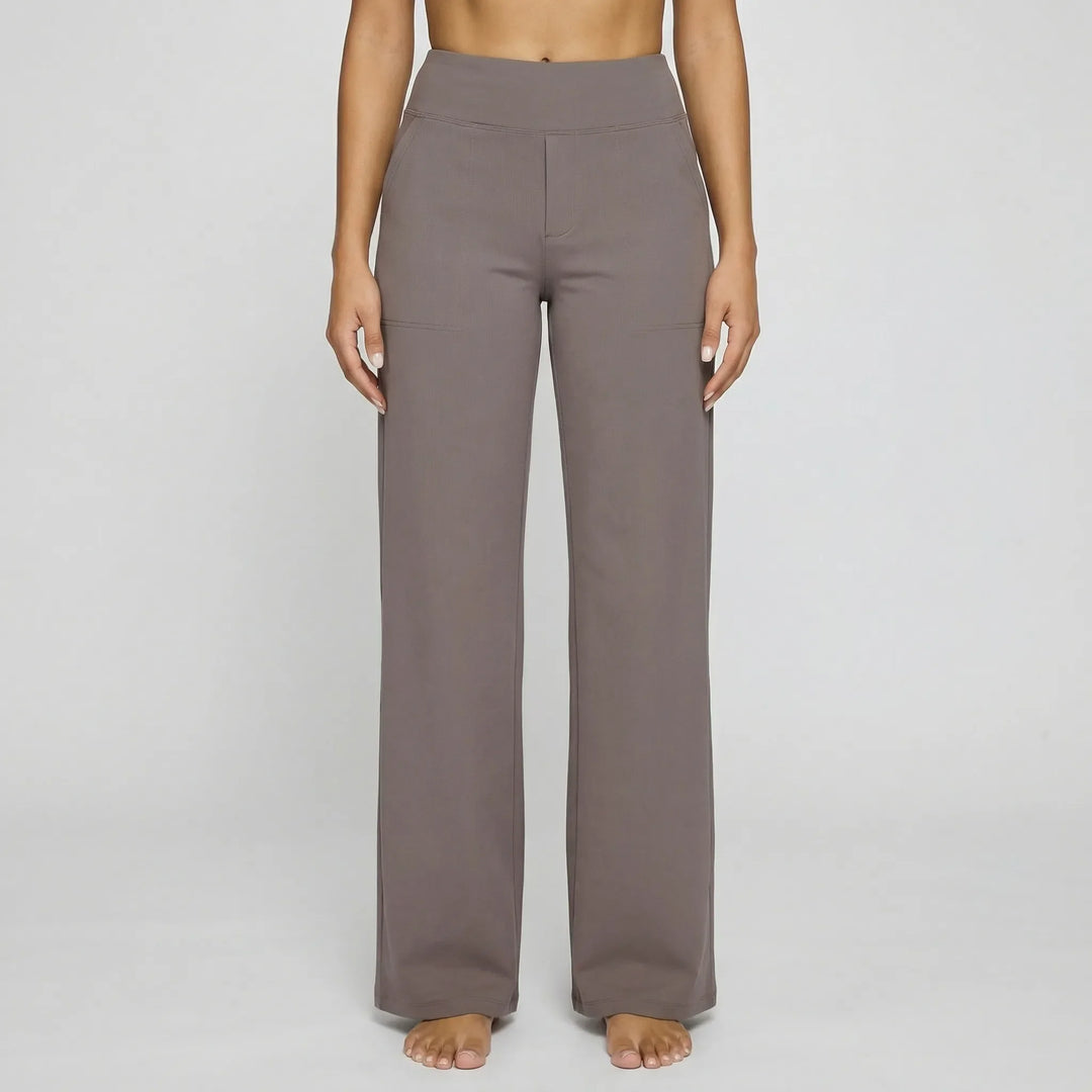 Pantalon Large Taille Haute Extensible Femme
