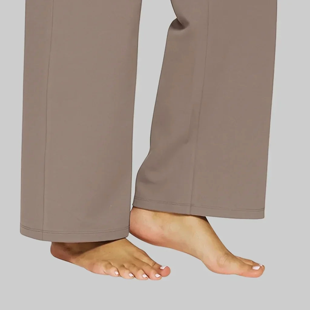 Pantalon Large Taille Haute Extensible Femme