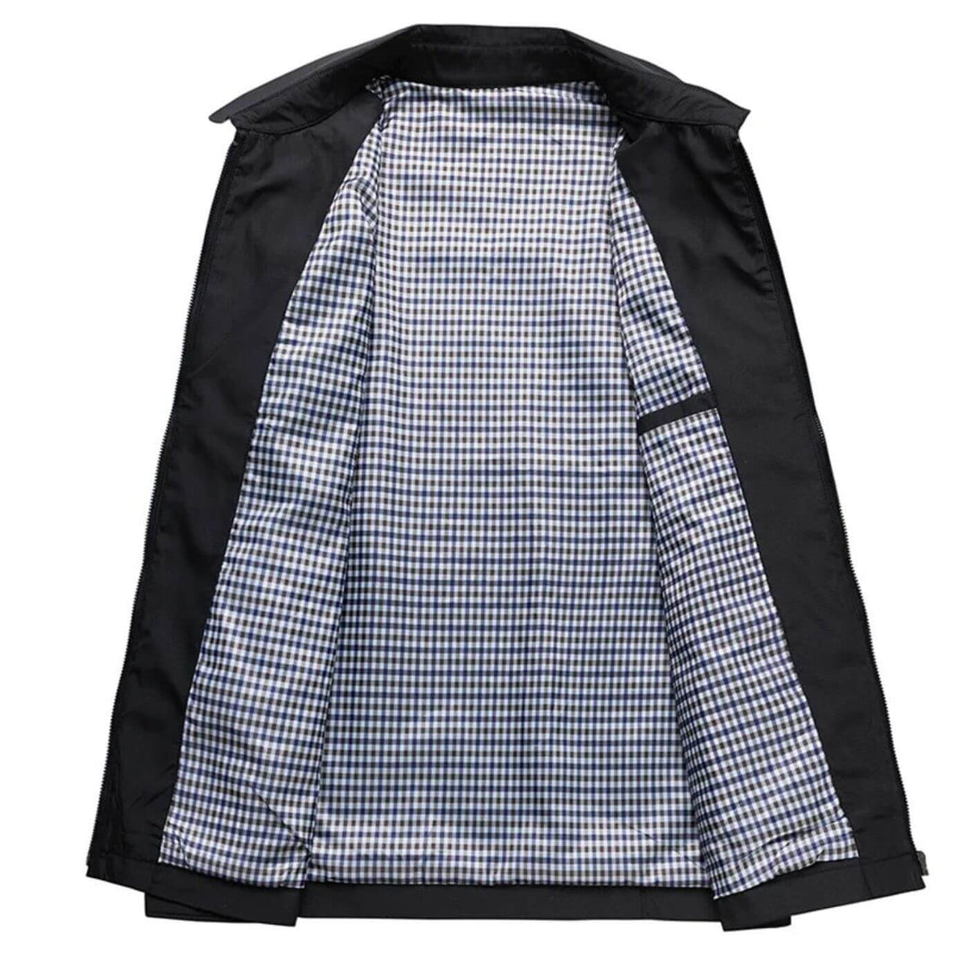 Veste Zippée à Col Chemise et Doublure à Carreaux pour Homme