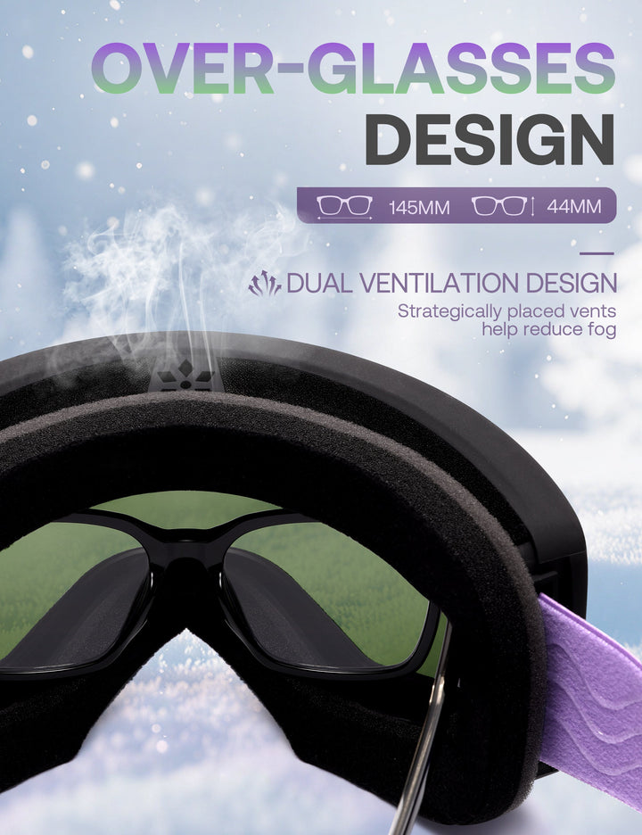 Maschera da sci da donna con lente a specchio antiappannamento