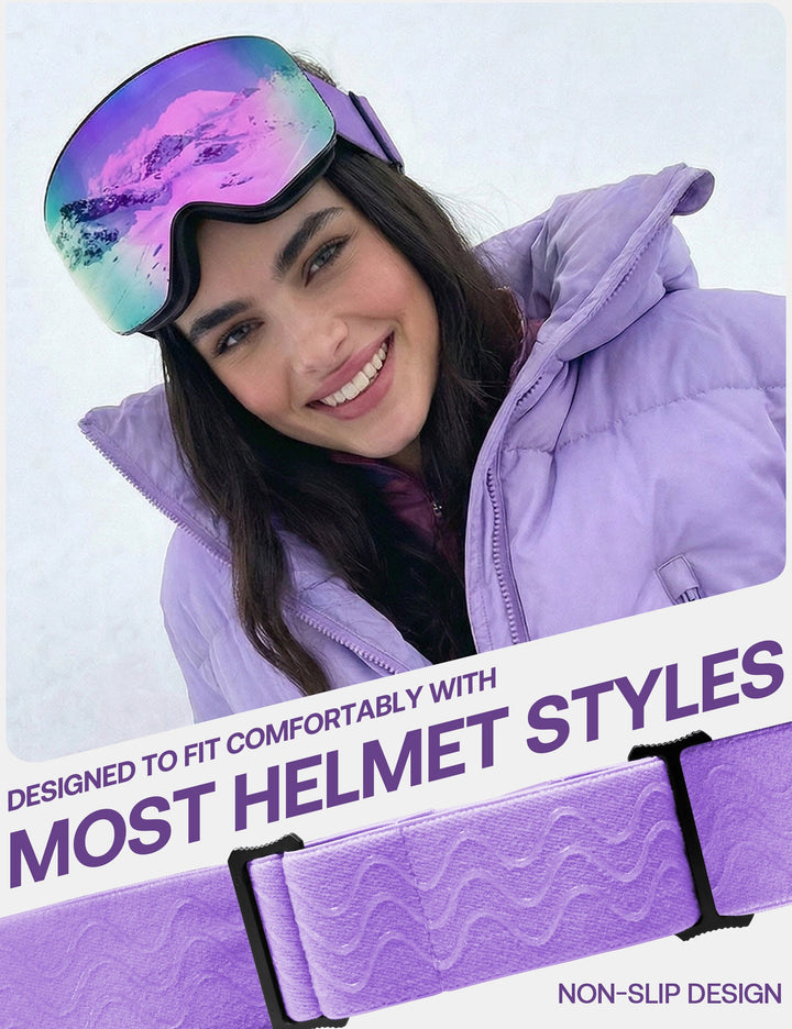 Maschera da sci da donna con lente a specchio antiappannamento