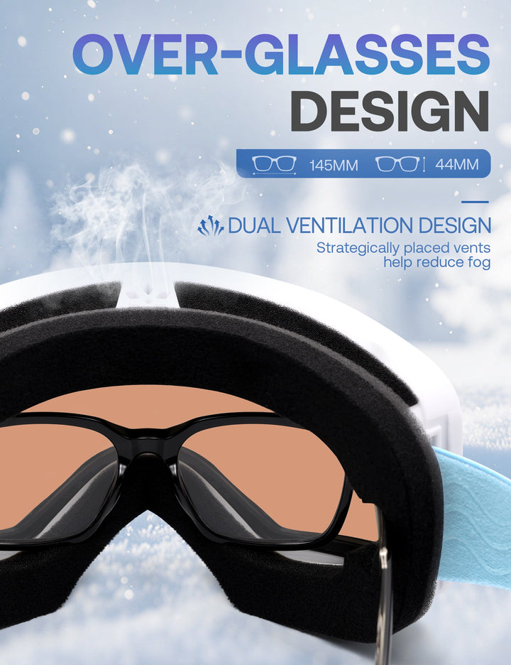 Maschera da sci da donna con lente a specchio antiappannamento