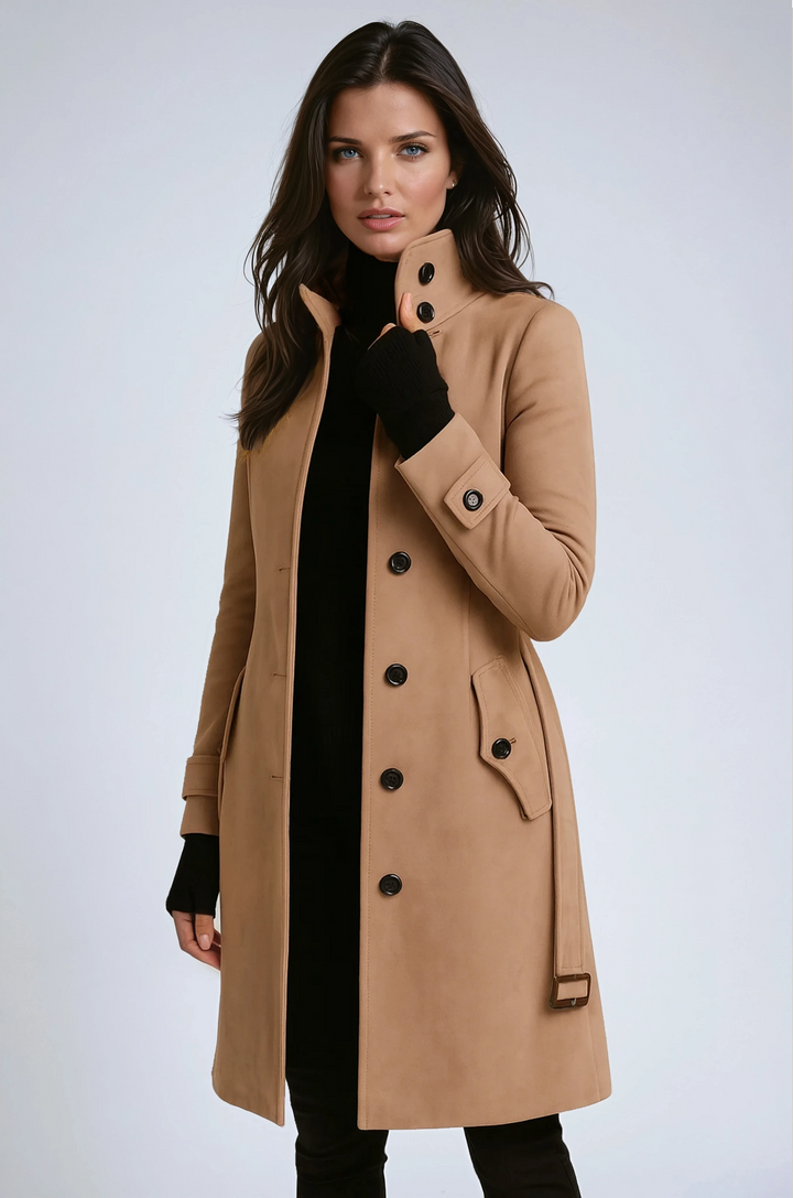 Manteau Long d’Hiver à Col Haut