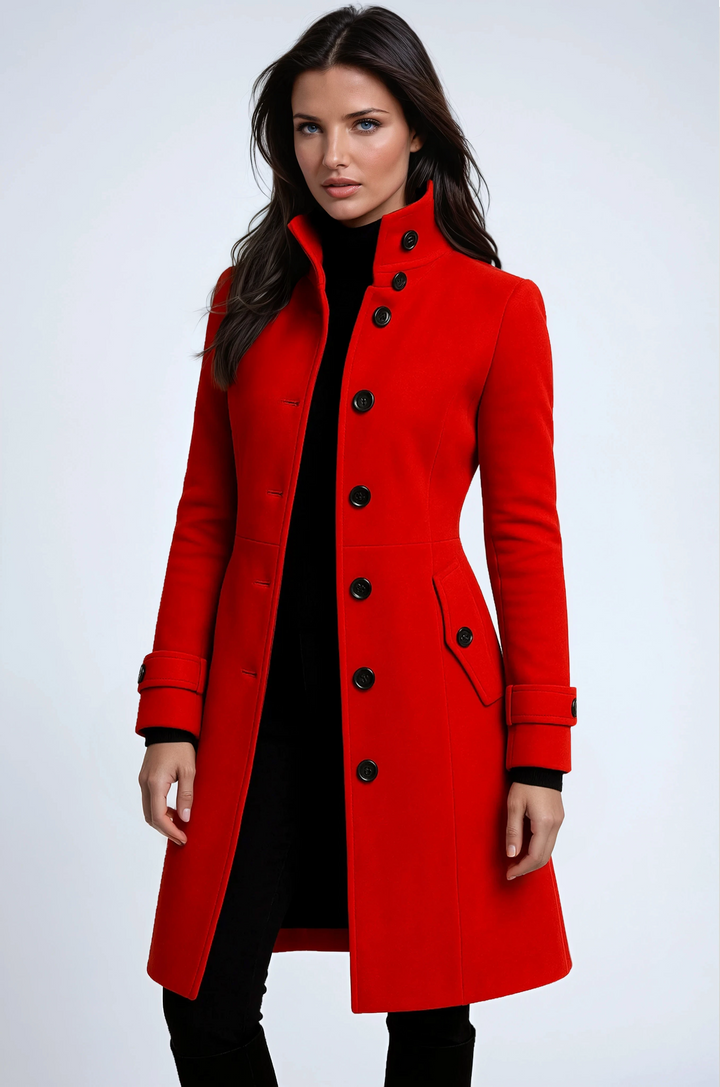 Manteau Long d’Hiver à Col Haut