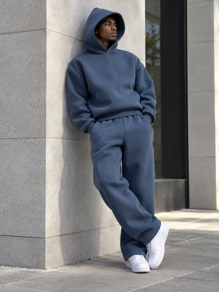 Oversized herenset met capuchon en joggingbroek met trekkoord