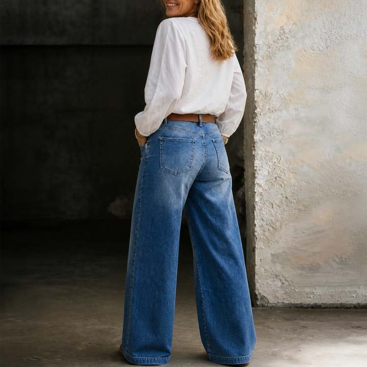 Jean Femme Jambes Larges – Taille Haute Style Vintage