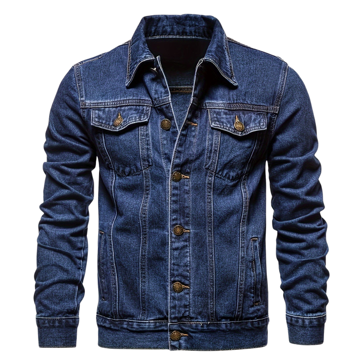 Veste en Jean à Col Chemise et Poches Poitrine pour Homme