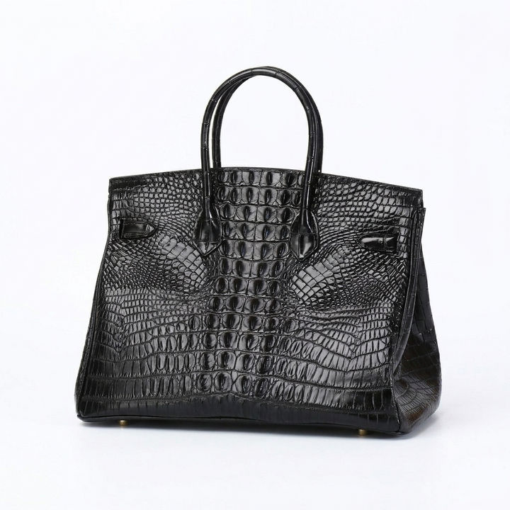 Sac à Main Femme en Cuir effet Croco avec Poignée et Fermoir