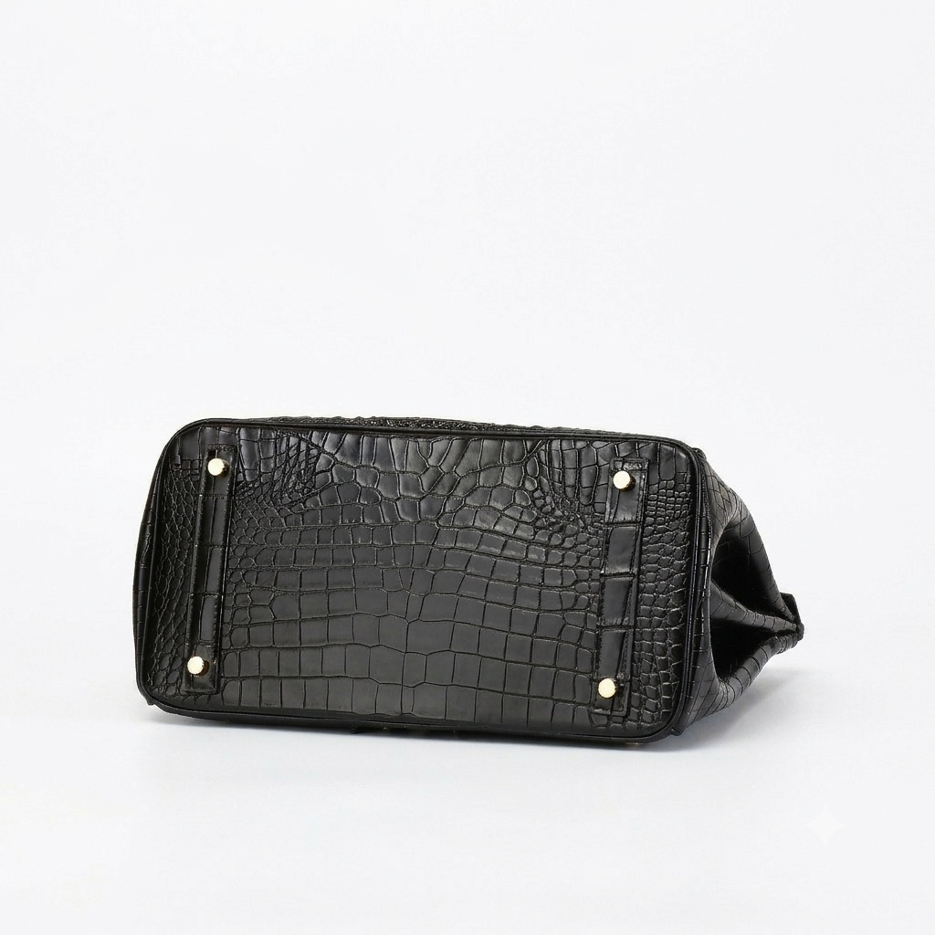 Sac à Main Femme en Cuir effet Croco avec Poignée et Fermoir