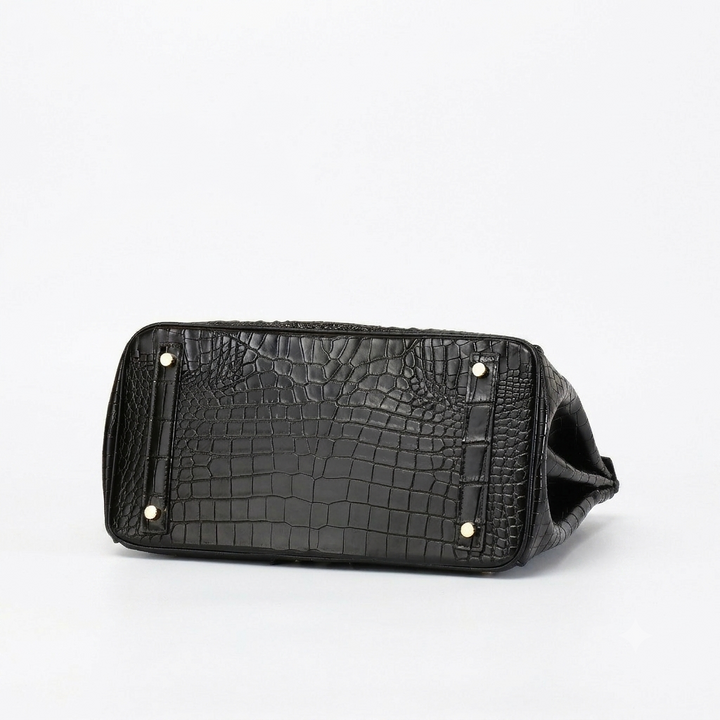 Sac à Main Femme en Cuir effet Croco avec Poignée et Fermoir