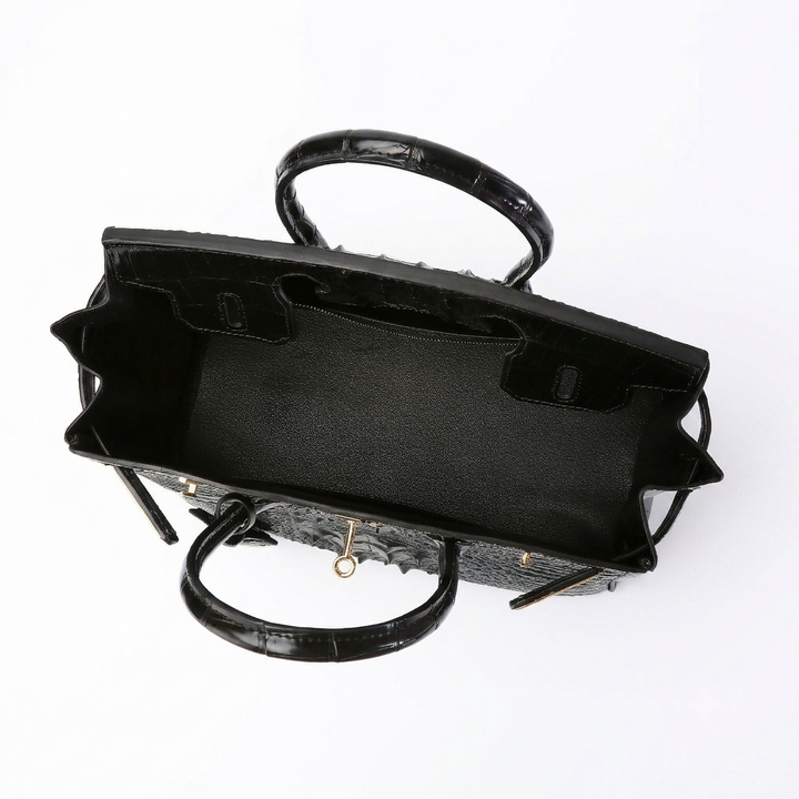 Sac à Main Femme en Cuir effet Croco avec Poignée et Fermoir