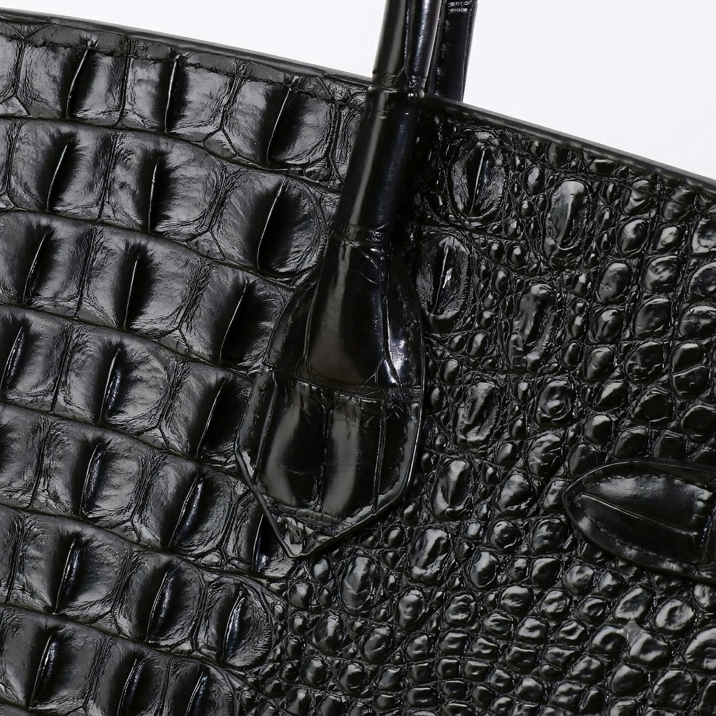 Sac à Main Femme en Cuir effet Croco avec Poignée et Fermoir