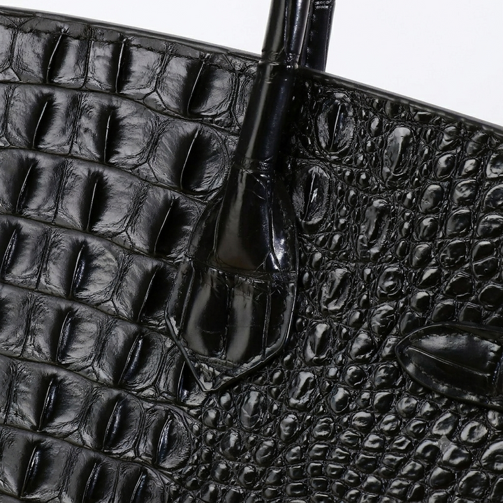 Sac à Main Femme en Cuir effet Croco avec Poignée et Fermoir