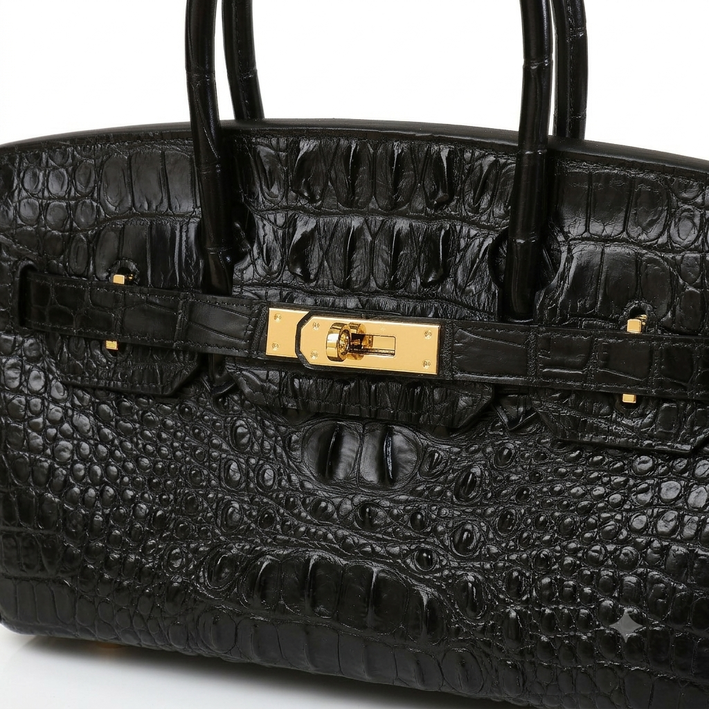 Sac à Main Femme en Cuir effet Croco avec Poignée et Fermoir