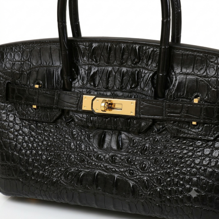 Sac à Main Femme en Cuir effet Croco avec Poignée et Fermoir