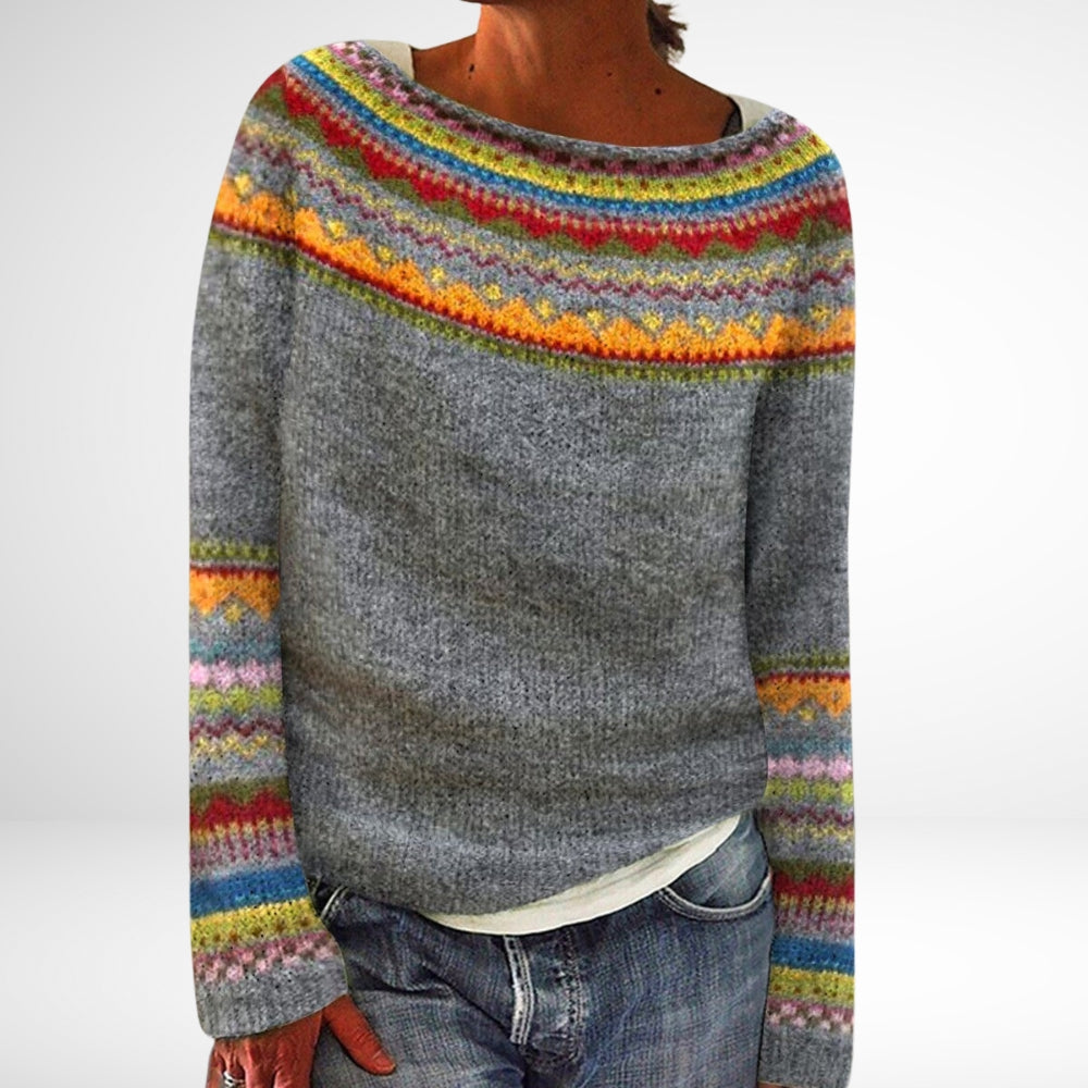 Véronique | Pull Nordique Rétro en Mélange de Laine