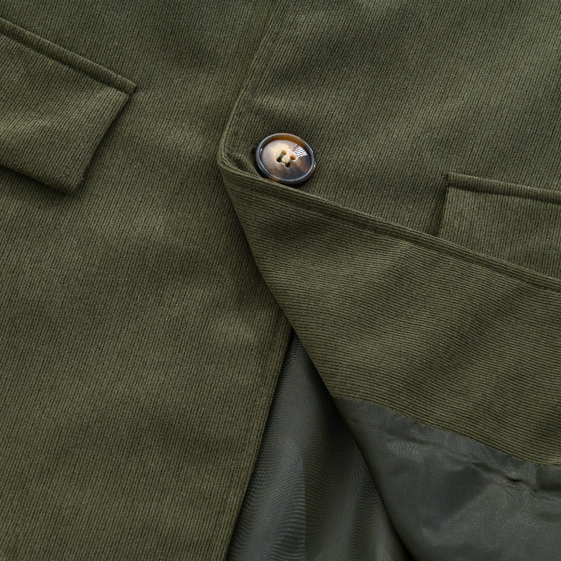 Manteau Court Homme Ajusté en Velours Côtelé à Col Montant