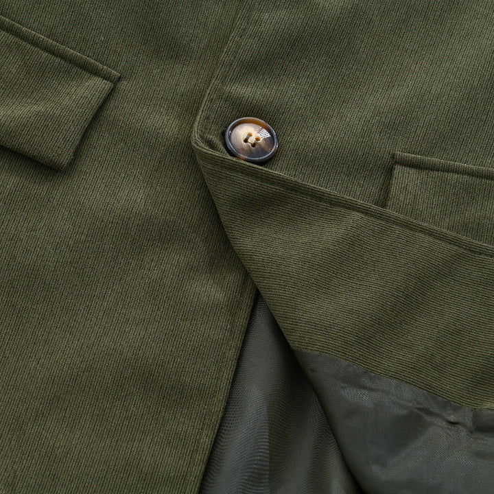 Manteau Court Homme Ajusté en Velours Côtelé à Col Montant