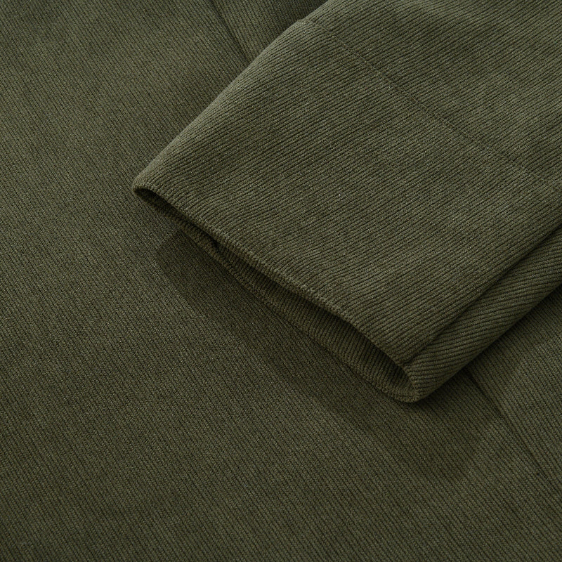 Manteau Court Homme Ajusté en Velours Côtelé à Col Montant