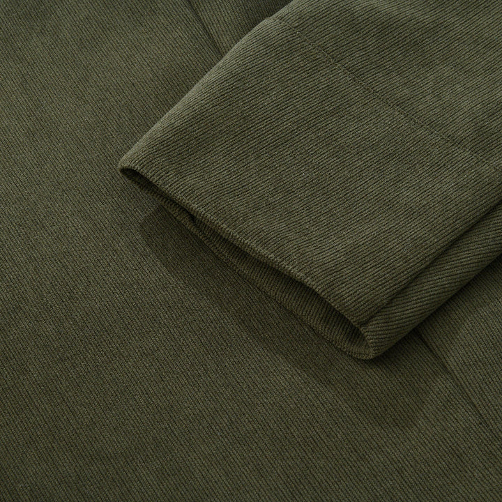 Manteau Court Homme Ajusté en Velours Côtelé à Col Montant