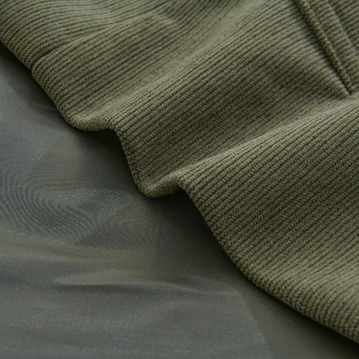 Manteau Court Homme Ajusté en Velours Côtelé à Col Montant