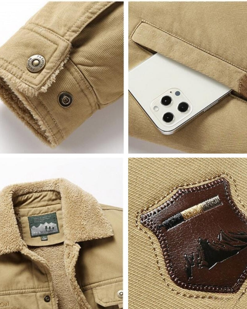 Veste en Jean Homme Doublée Sherpa Col Rabattu