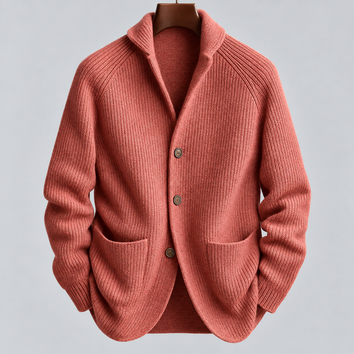 Gilet da uomo in maglia abbottonato con collo strutturato e vestibilità casual