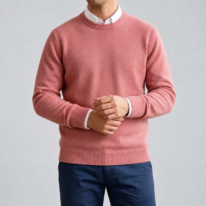 Maglione da uomo in cashmere a girocollo a coste e vestibilità rilassata