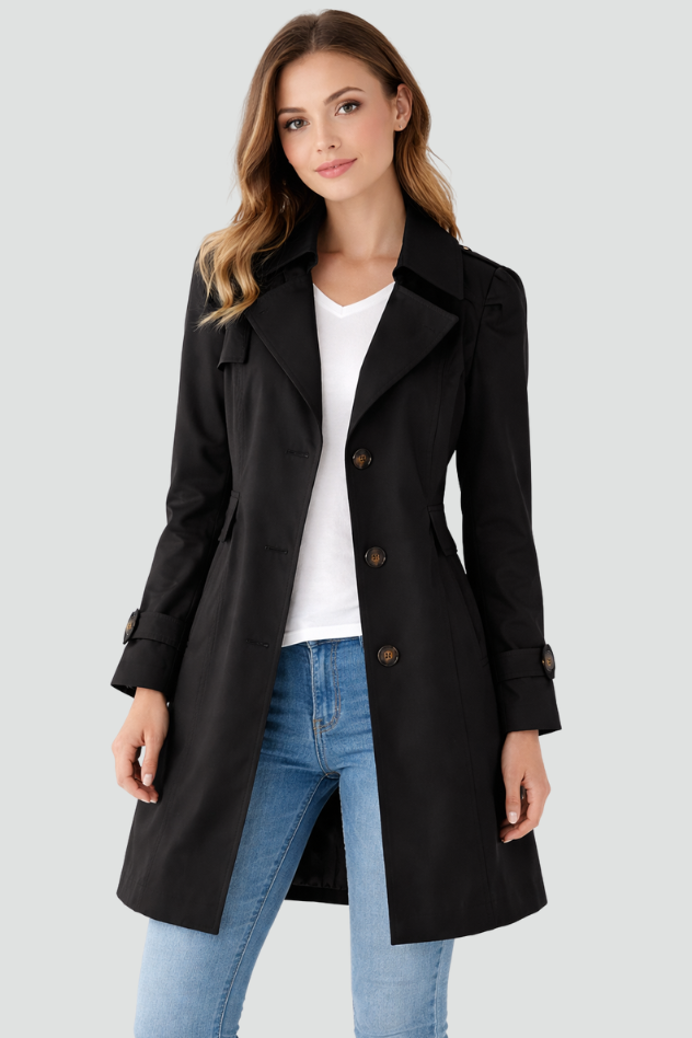 Trench Cintré à Col Classique et Fermeture Boutonnée
