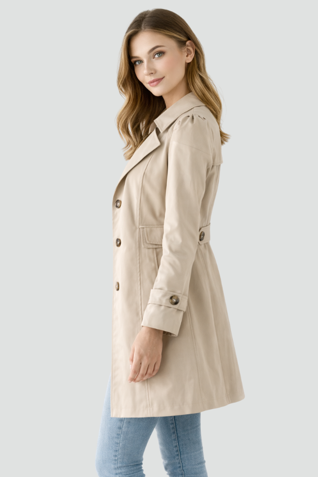 Trench Cintré à Col Classique et Fermeture Boutonnée