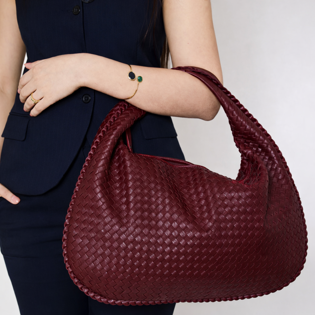 Sac Hobo Tressé Femme – Sac à Épaule en Cuir Vegan