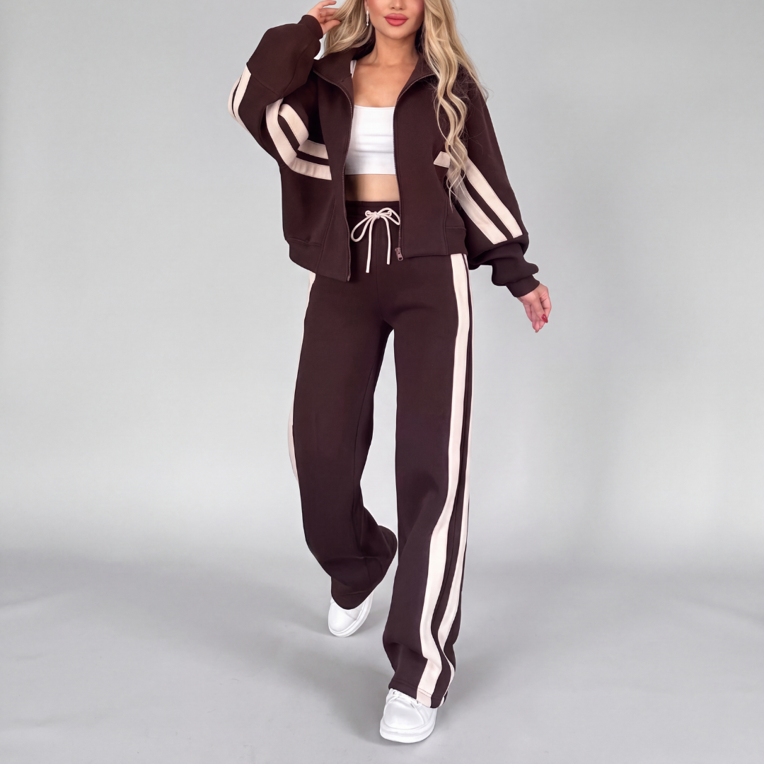 Amélie | Ensemble Femme Veste Zippée & Pantalon Large