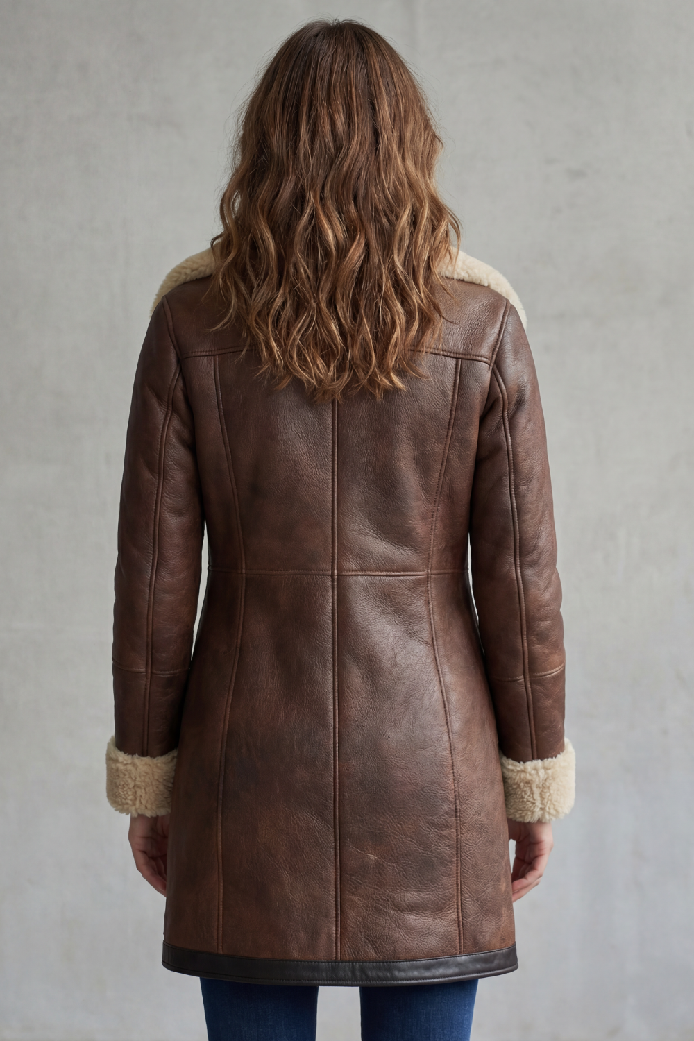 Genuine women's lambskin leather jacket with notched collar and zip closure