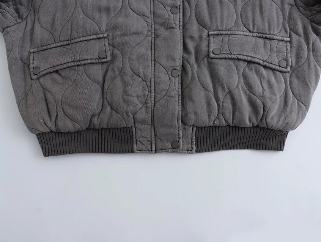 Brigitte | Veste bomber femme grise coupe ample et tendance | Hiver