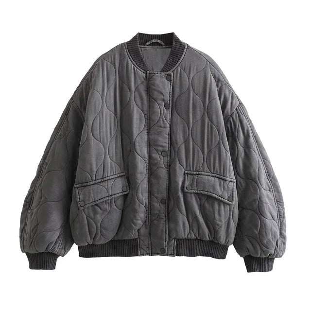 Brigitte | Veste bomber femme grise coupe ample et tendance | Hiver