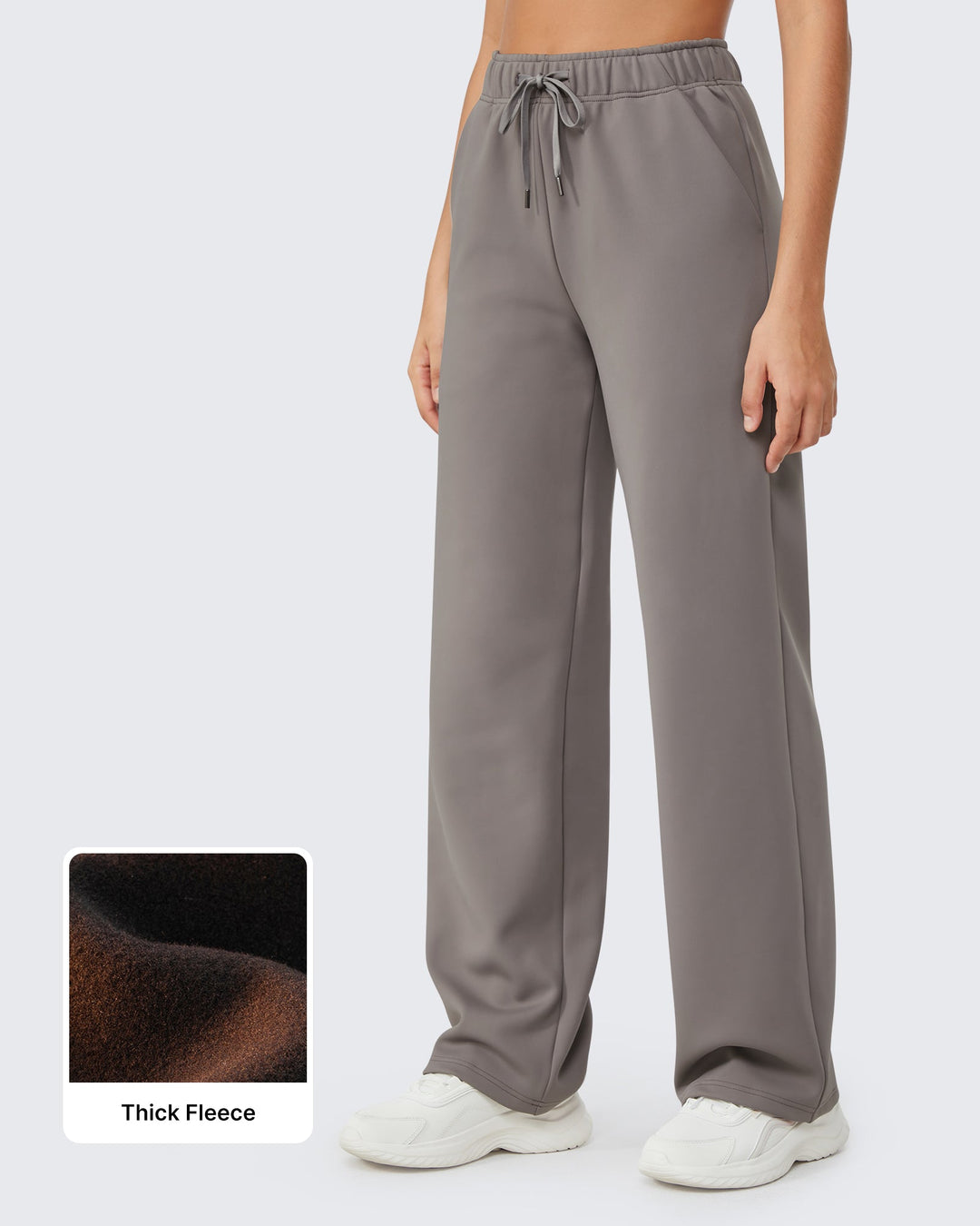 Pantaloni da donna foderati in pile, vestibilità casual, con coulisse